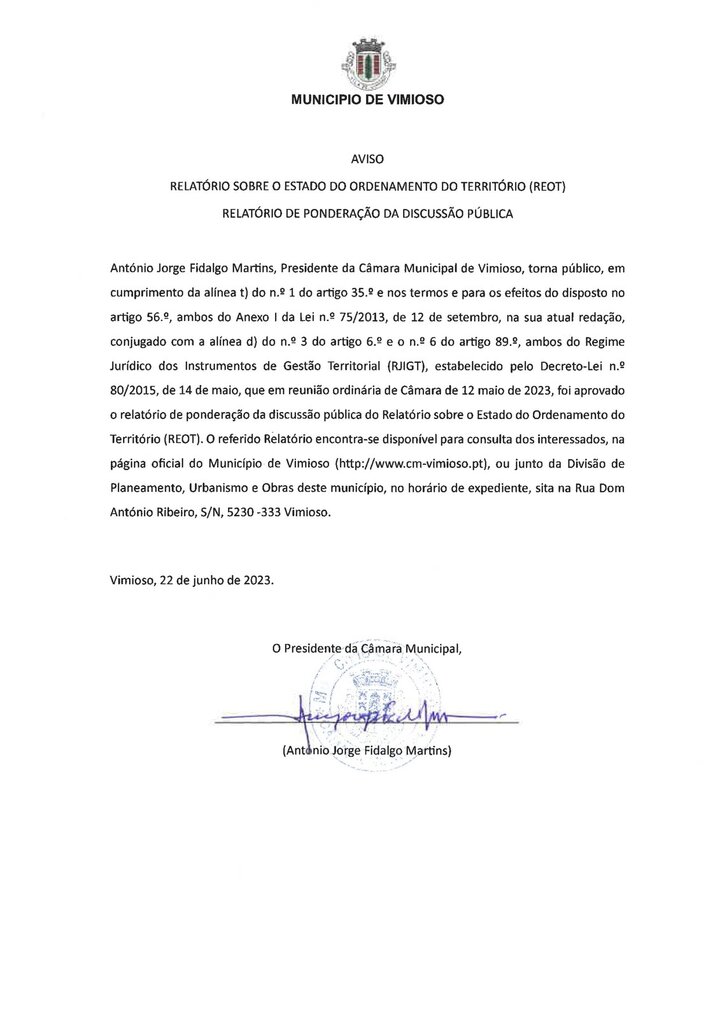 Aviso Relatorio Pondera&ccedil;ao Discussao Publica