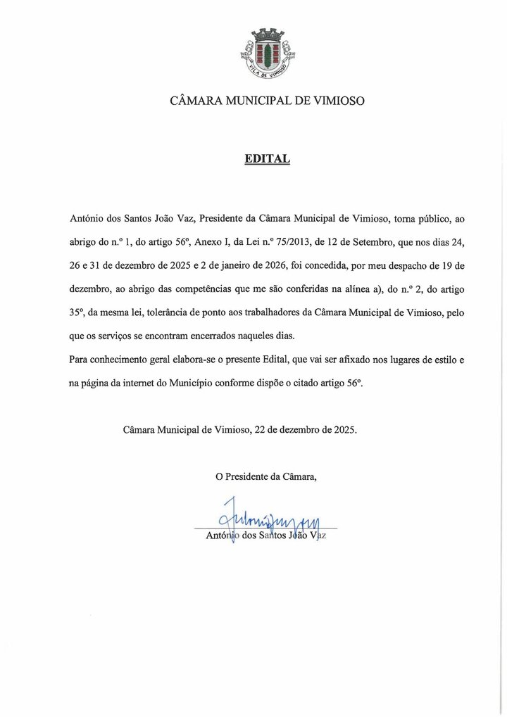 edital toler&acirc;ncia natal